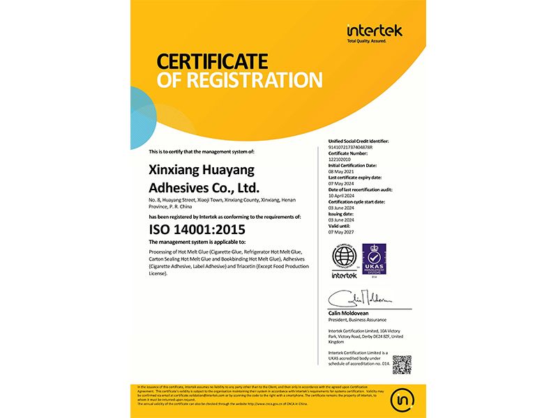 環(huán)境管理體系認(rèn)證證書14001（英文版）